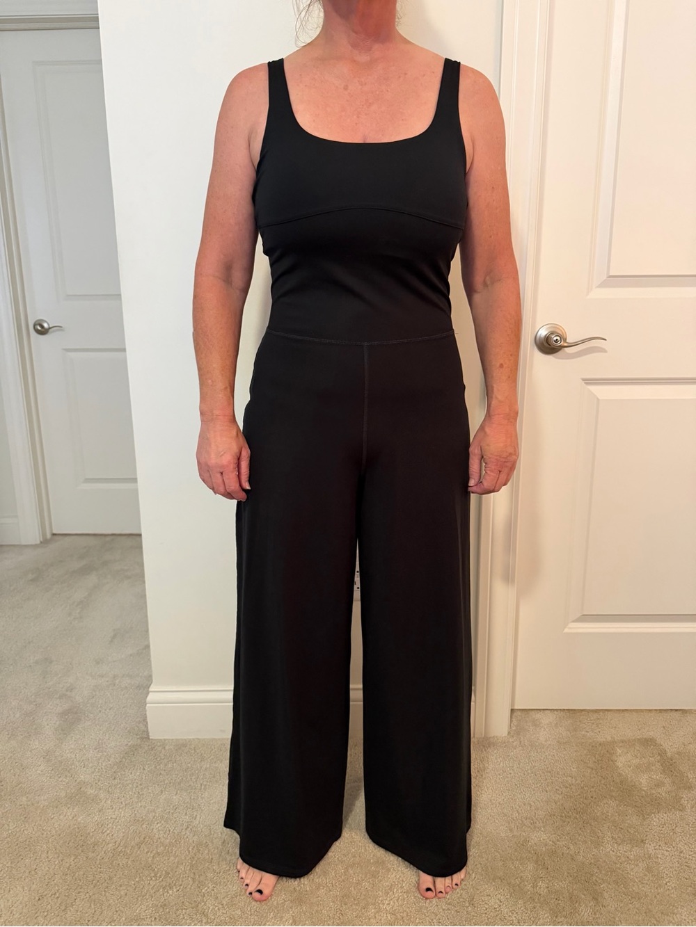 Fabletics Black Scoop-Neck Wide-Leg Jumpsuit